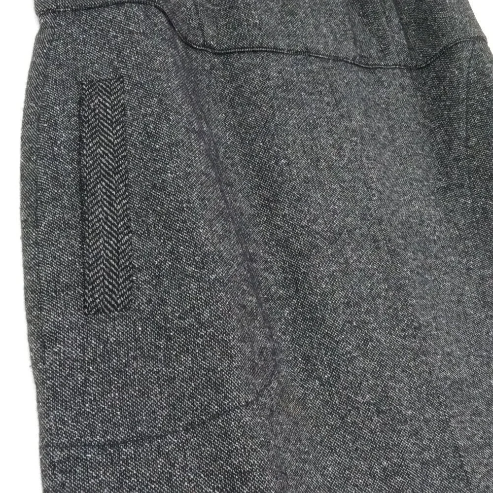 Wool Silk Blend Grey Midi Smock Dress With Herringbone on Pleats & Pockets Sz6